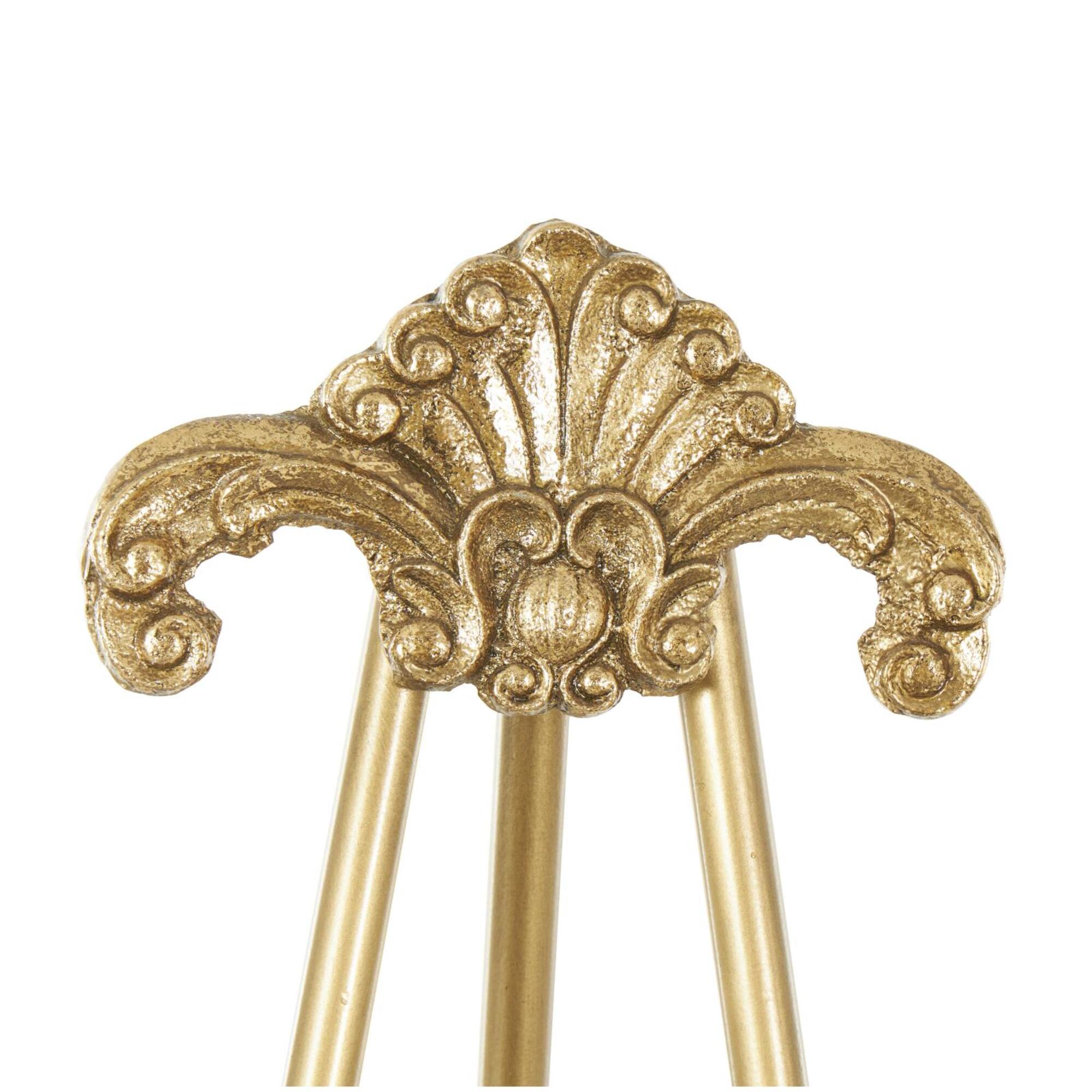 55.25" Gold Metal Large Foldable 2-Tier Display Easel with Scroll Finial